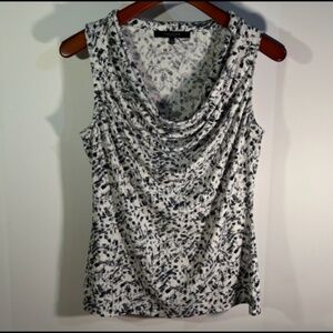 Andrew Marc Sleeveless Draped Front Top white, Gray, Black Size M